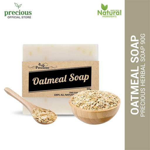 Precious Herbal Solutions Oatmeal Improved Soap body wash soap facial wash for men and women | sabon | Soap for all Skin Types | organic soap | soap for scars remover | soap for pimple | effective soap | whitening soap - Single (1x90grams)