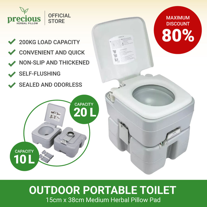 PRECIOUS - Portable Camping Toilet with Flush 20 liters & 10 liters, Arinola Portable Urinal Adult Men/Women for Travel/Camping