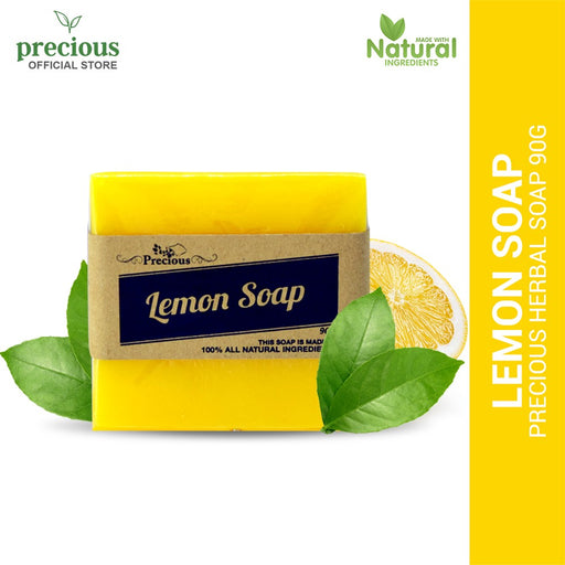 Precious Herbal Solutions Lemon Soap for Vitamin C for Skin Damage and Oily Skin Reduction Plus Lightening Whitening Soap Lightens Skin Pigmentations Scars and Blemishes Erases Sun Spots  body wash soap facial wash for men and women | sabon 1 piece 90g