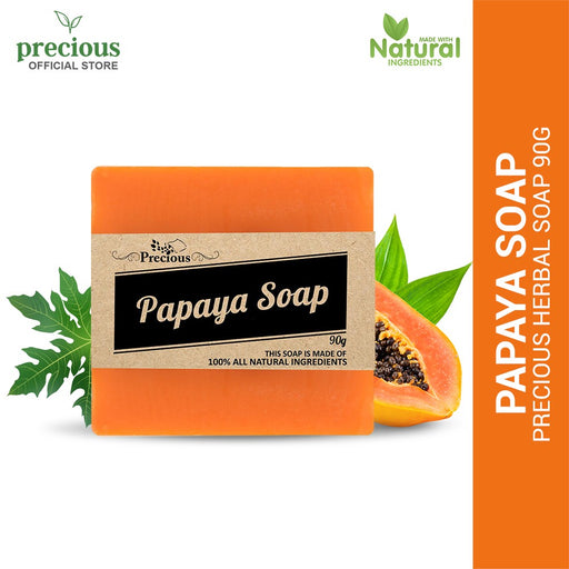 Precious Herbal Solutions papaya soap body wash soap facial wash for men and women | sabon | Soap for all Skin Types | organic soap | soap for scars remover | soap for pimple | effective soap | whitening soap- Single (1x90grams)